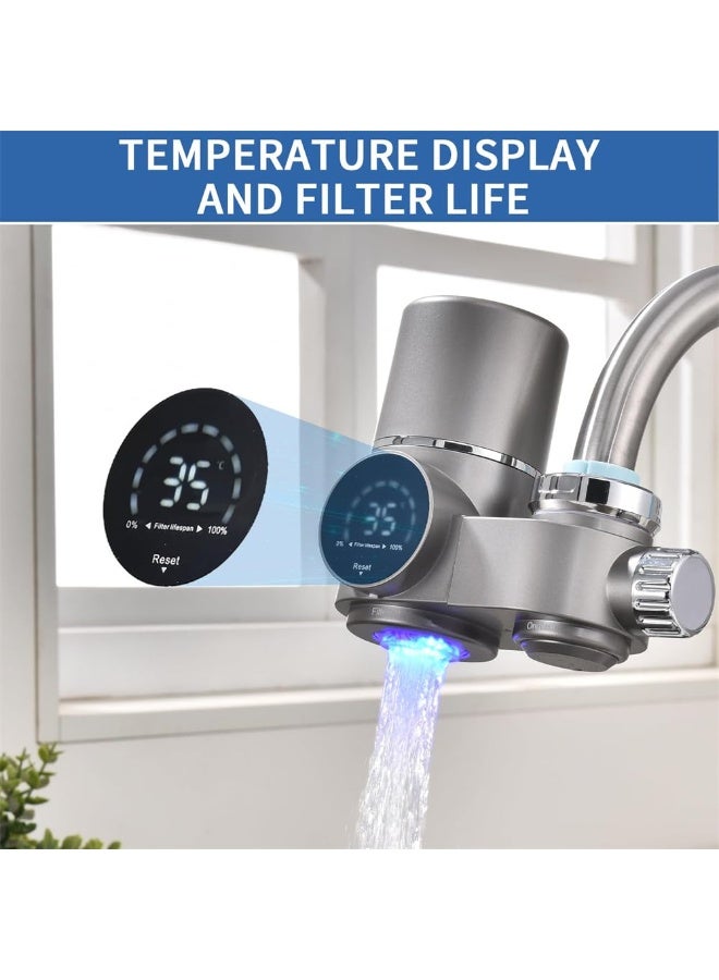 Faucet Mount Water Filter, LED Display Tap Water Purifier Reduces Lead, Chlorine, and Heavy Metals, Fits Standard Faucets, Water Filtration System (Includes 1 Filter) - Image 3